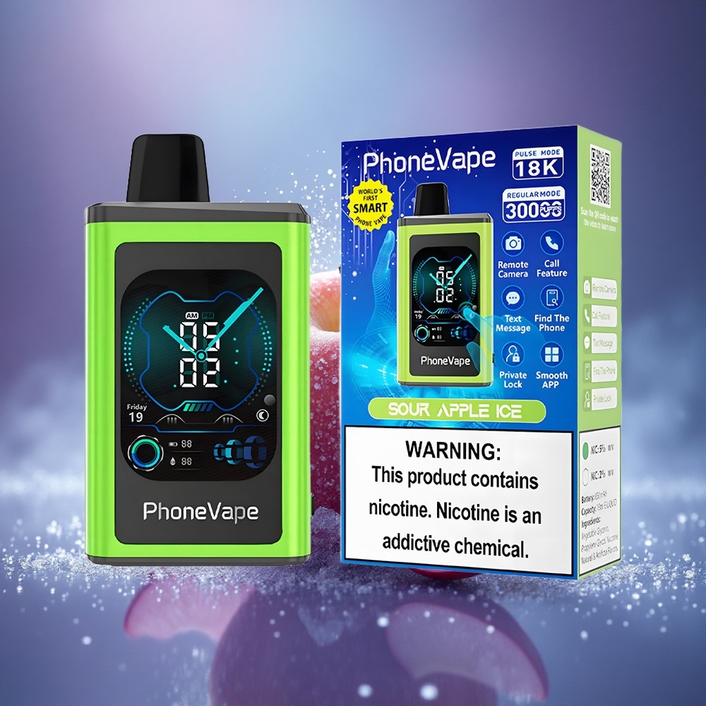 JNR PhoneVape 30000 Pomme Acidulée Glace avec Turbo et App Contrôlé