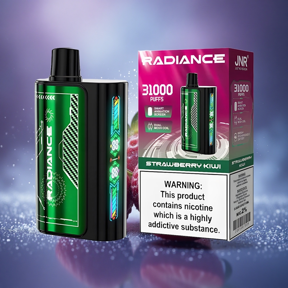 JNR Radiance 31000 Fraise Kiwi 28ml Écran Animé Dual Mesh