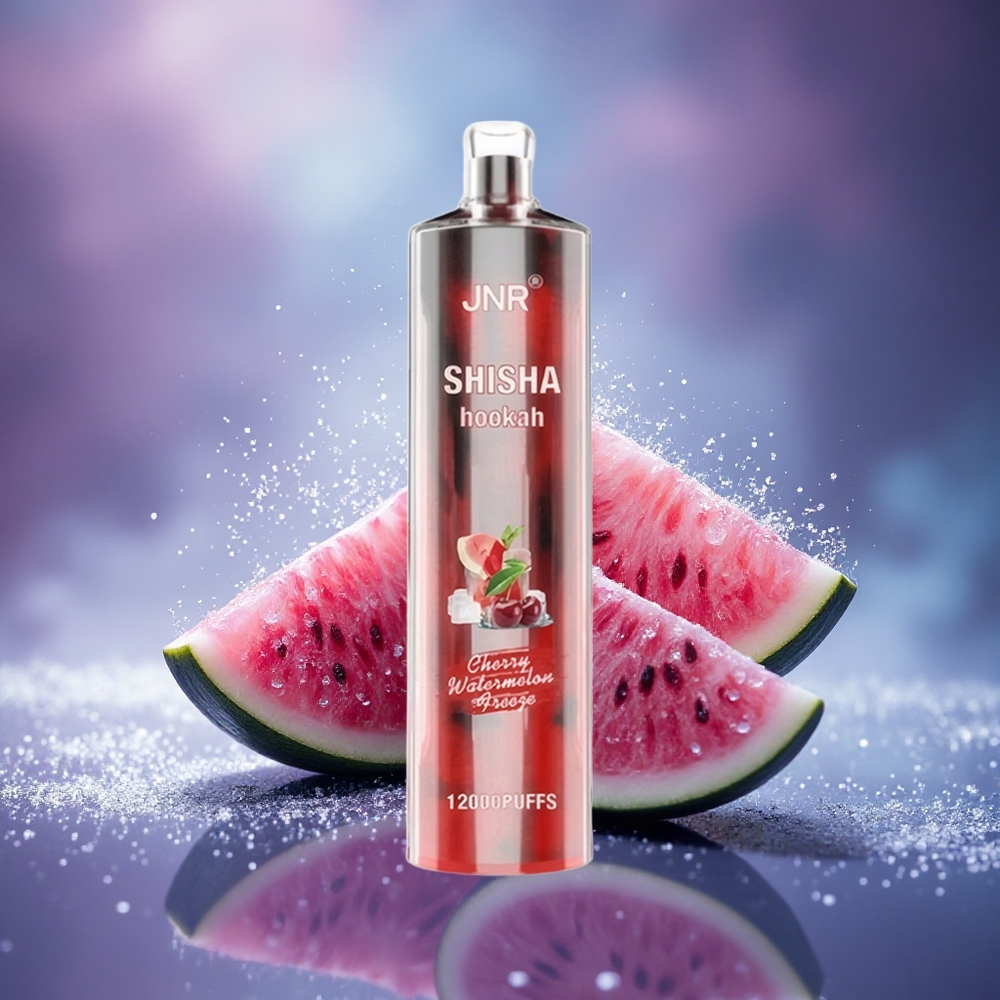 JNR Shisha Hookah 12000 Glace Pastèque Cerise à Résistance 0,6 Ohm et Charge Rapide Type-C