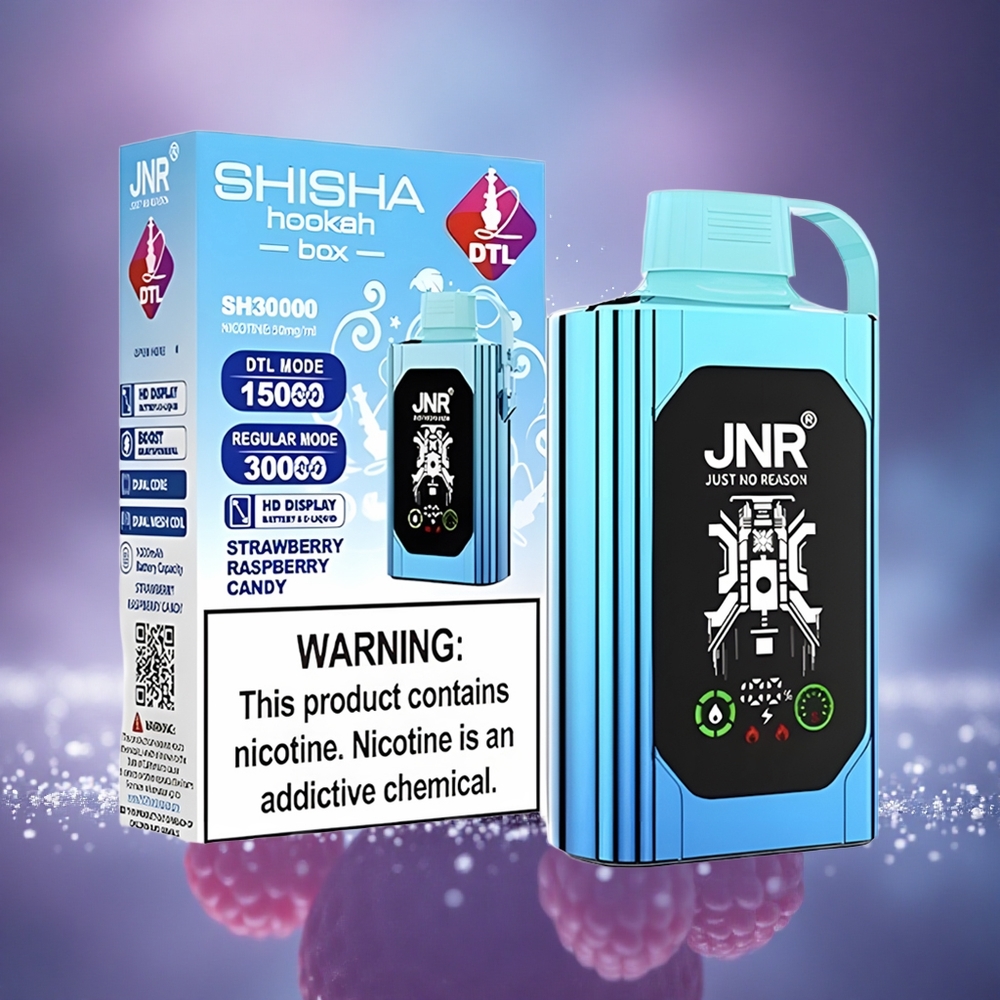 JNR Shisha Hookah Box 20500 Bonbon Fraise Framboise avec Batterie 1000mAh et Charge Rapide Type-C