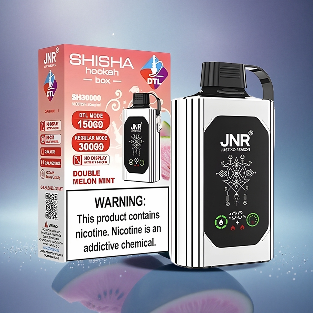 JNR Shisha Hookah Box 20500 Double Melon Menthe - 25ml Dual Mesh - Charge Rapide Type-C
