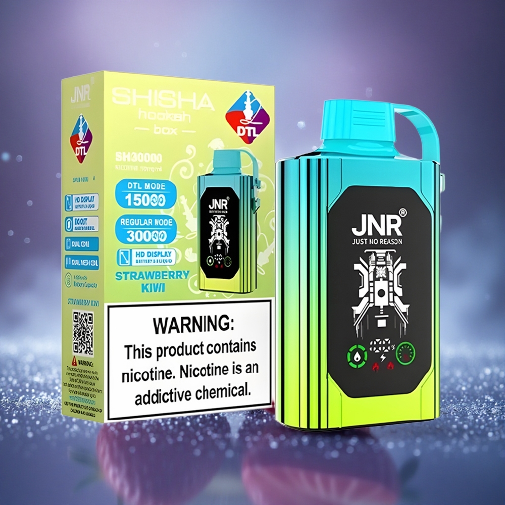 JNR Shisha Hookah Box 20500 Fraise Kiwi Double Mesh Charge Rapide Type-C