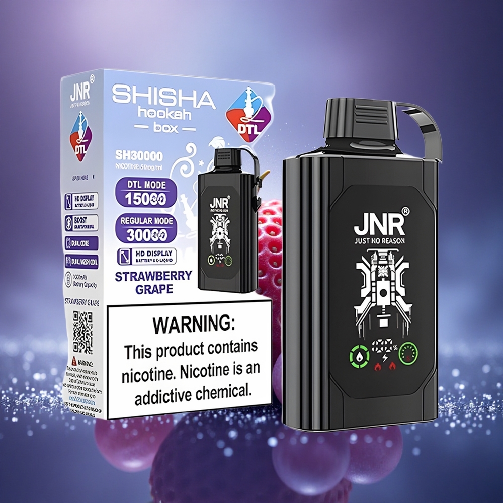 JNR Shisha Hookah Box 20500 Fraise Raisin HD Dual Mesh Charge Rapide Type-C
