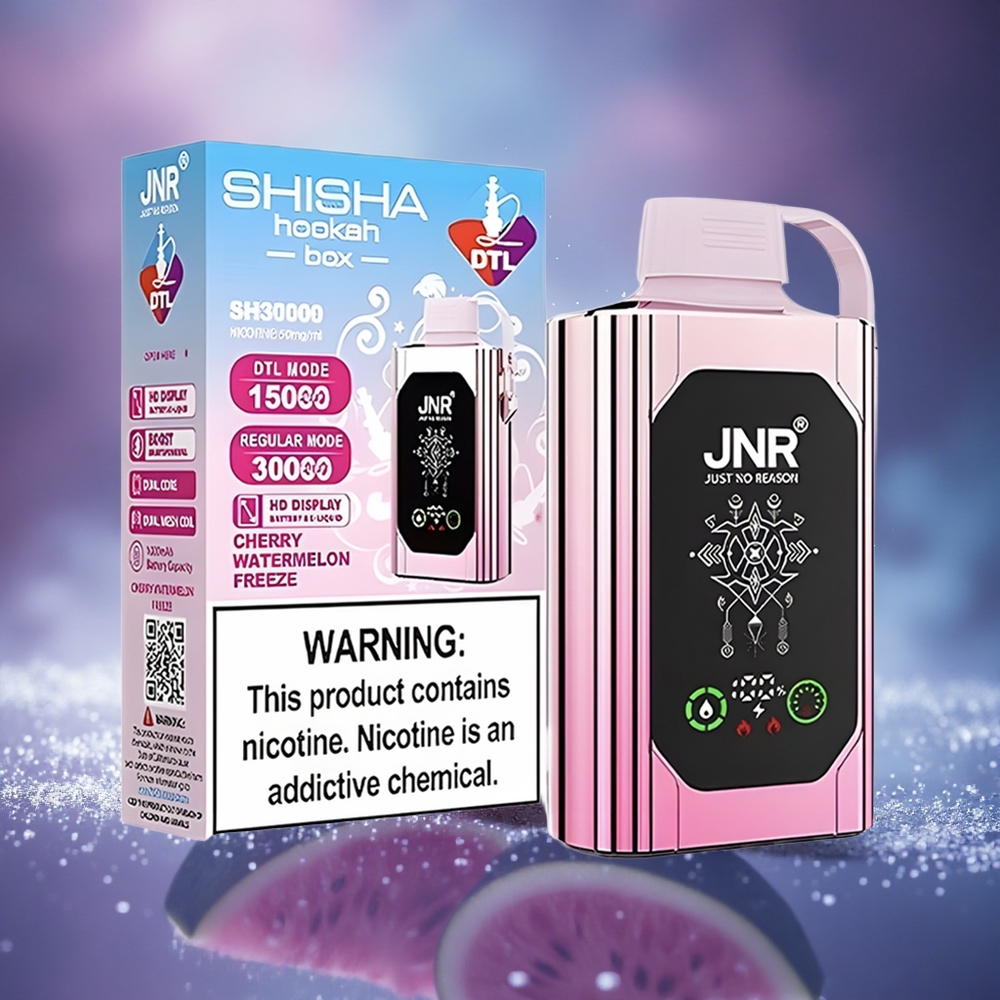 JNR Shisha Hookah Box 20500 Glace Cerise Pastèque HD Dual Mesh Charge Rapide Type-C