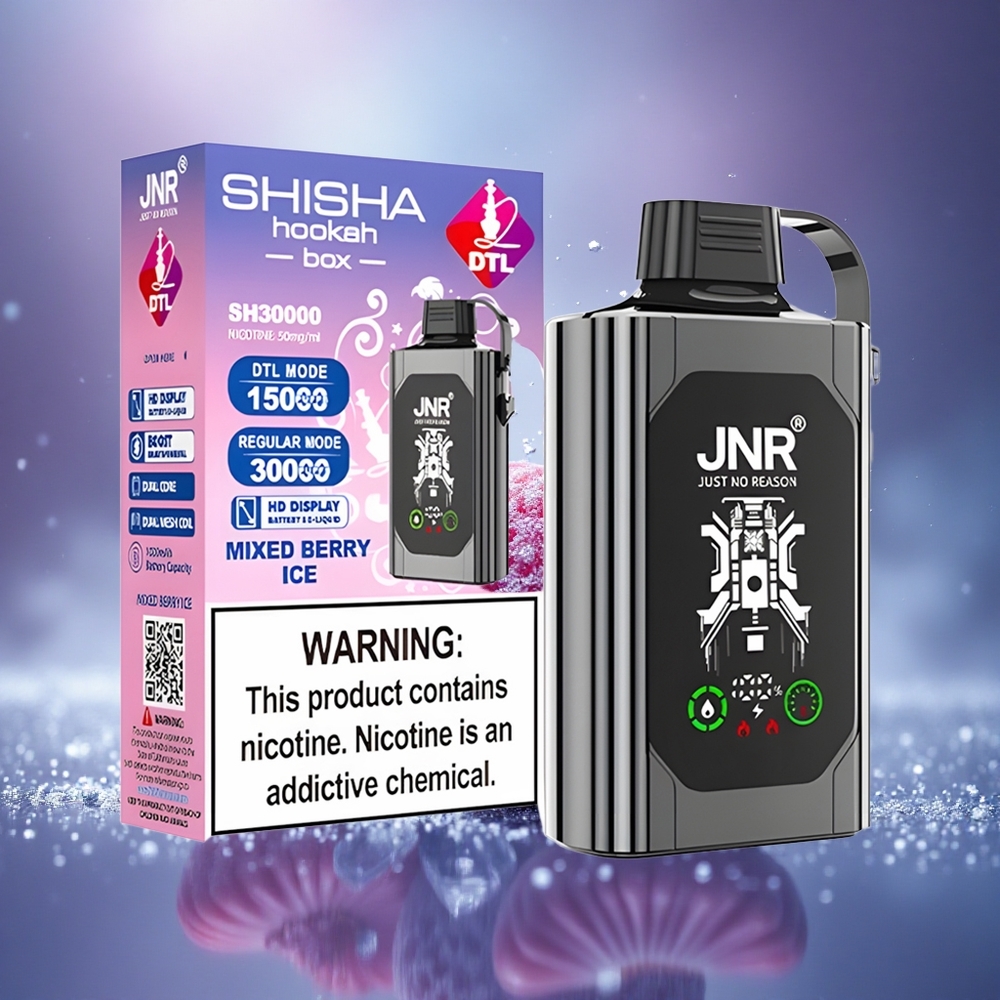 JNR Shisha Hookah Box 20500 Glace aux Baies Mixtes avec Double Mesh Coil et Charge Rapide Type-C