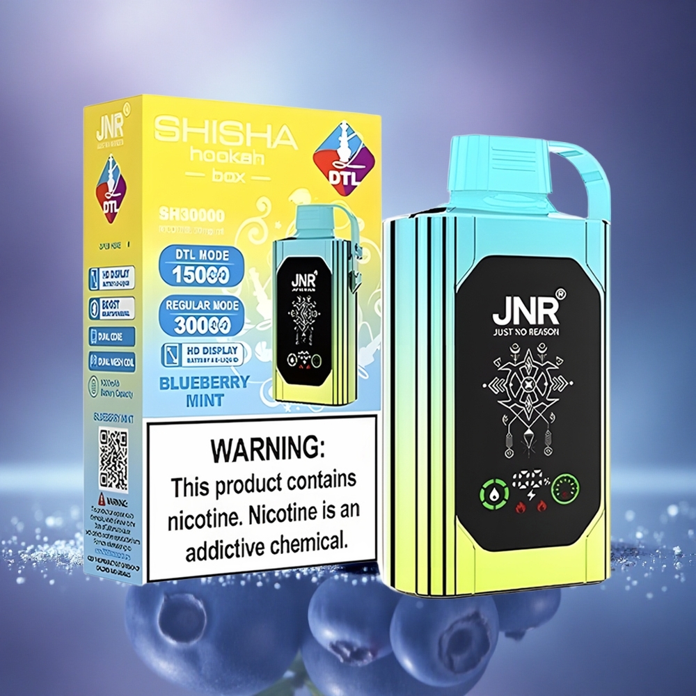JNR Shisha Hookah Box 20500 Menthe Myrtille HD Dual Mesh Charge Rapide Type-C