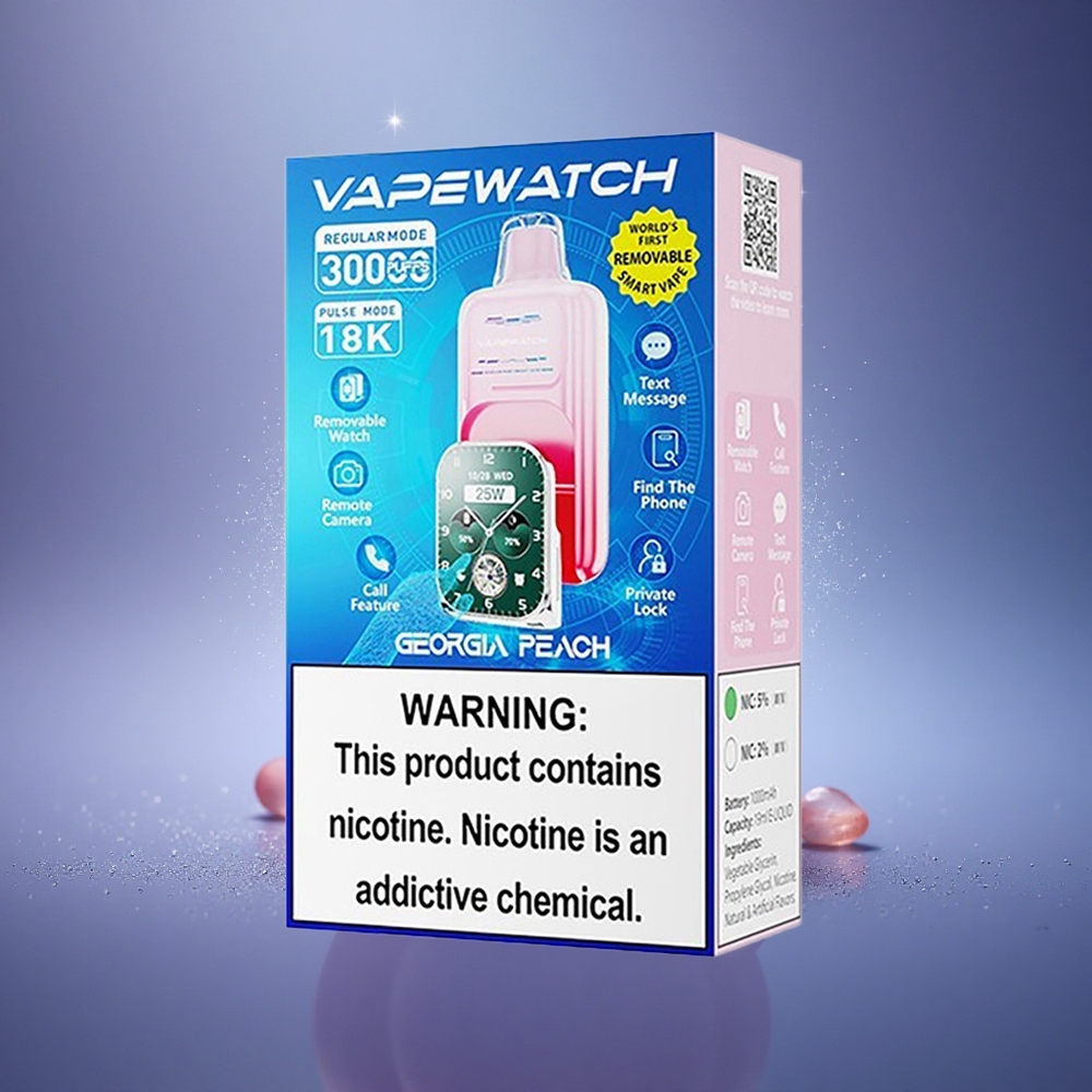 JNR VapeWatch 30000 Pêche Géorgienne Dual Mesh Charge Rapide Type-C