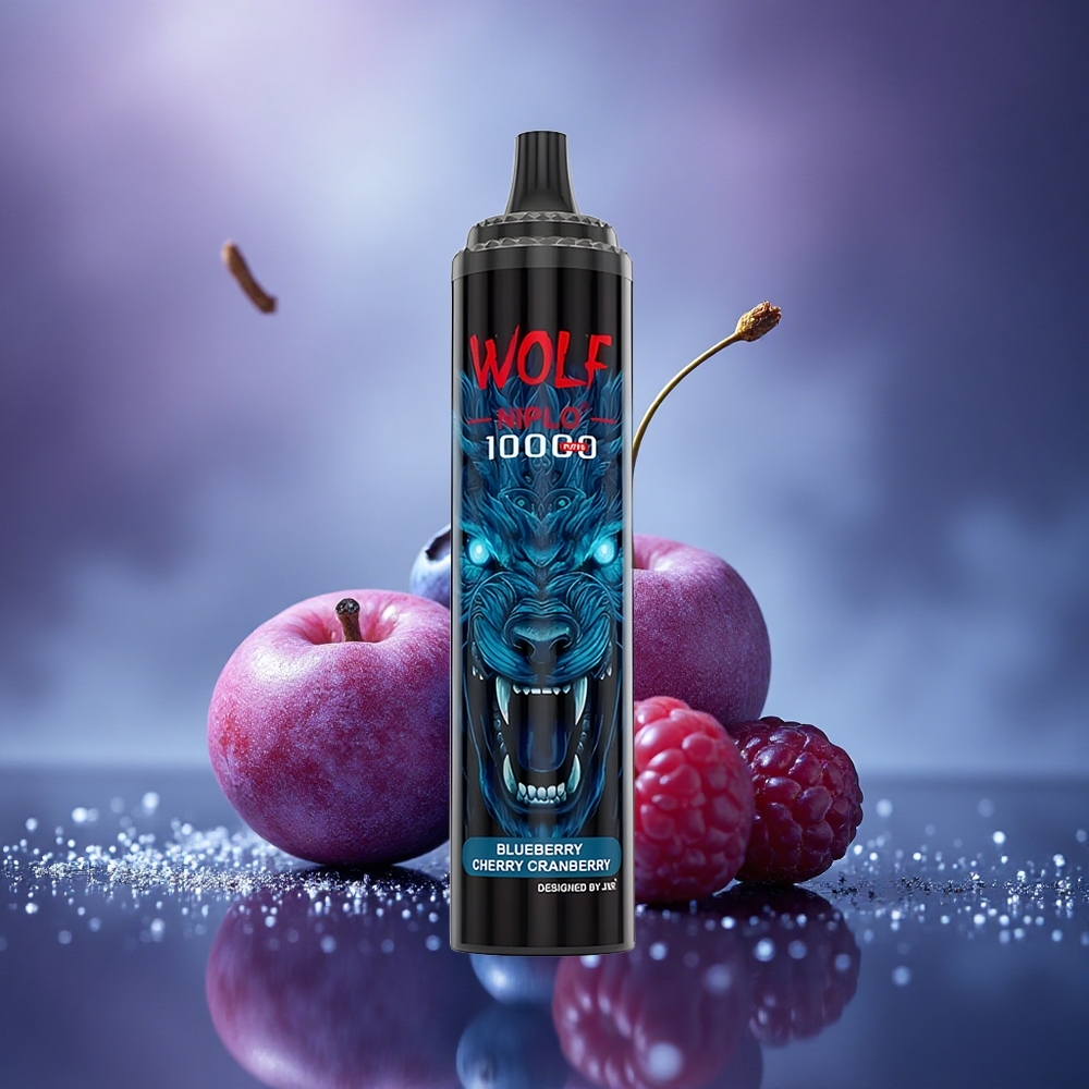 JNR Wolf Niplo 10000 Myrtille Cerise Canneberge Type-C Chargement Rapide 20ml