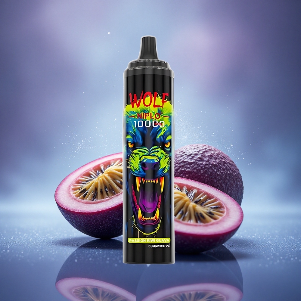 JNR Wolf Niplo 10000 Passion Fruit Kiwi Goyave avec Charge Rapide Type-C et Capacité de 20ml
